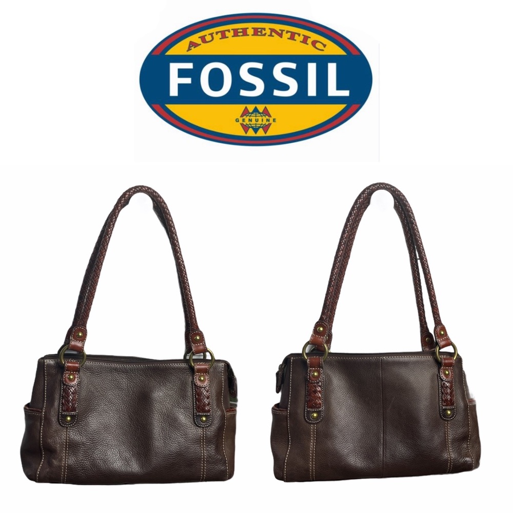 Vintage Fossil Brown Leather Shoulder Bag